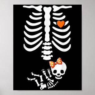 Poster Annonce de grossesse Halloween Skeleton Baby Showe