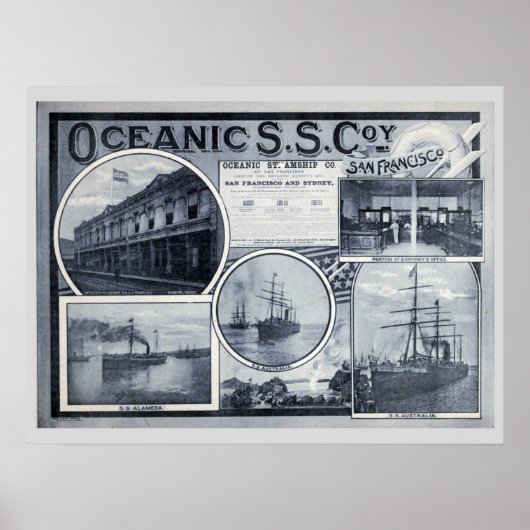 Poster Annonce de la vintage Oceanic Steamship Company (Devant)