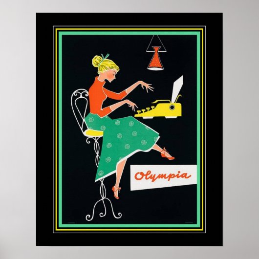 Poster Annonce de machine à écrire du milieu du siècle (Devant)