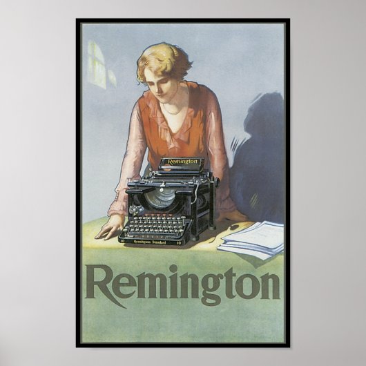 Poster Annonce de machine à écrire Remington vintage (Devant)