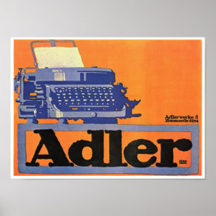 Poster Annonce de machine à écrire vintage Adler