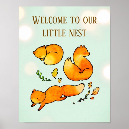Poster Annonce de naissance de bébé forestier (Devant)