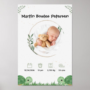Poster Annonce de naissance de bébé personnalisée 