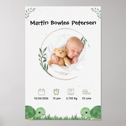 Poster Annonce de naissance de bébé personnalisée  (Devant)