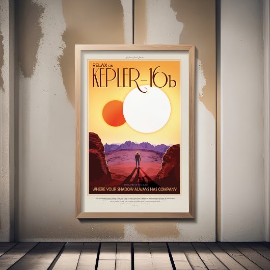 Poster Annonce de voyage Sci-Fi, Planet Kepler 16b