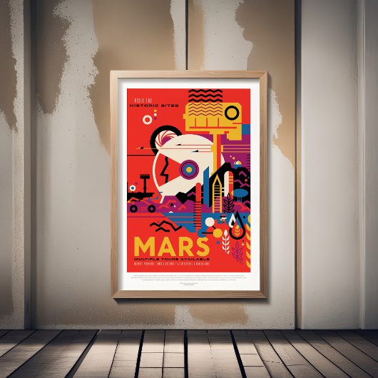 Poster Annonce de voyage Sci-Fi, Planète Mars