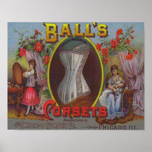 Poster Annonce des Corsets de Ball 1880 (Devant)