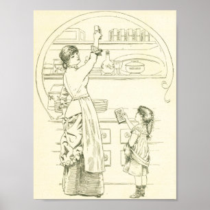 Poster Annonce ene ivoire antique de savon - dame de aide