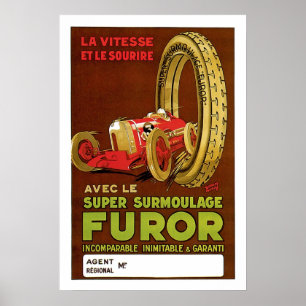 Poster Annonce française vintage de pneu