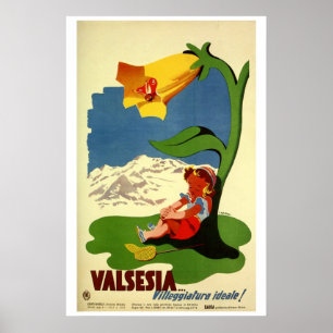 Poster Annonce italienne attrayante de voyage d'enfants