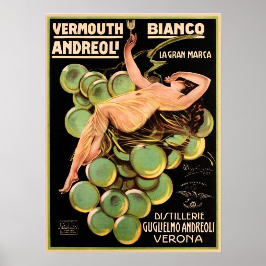 Poster Annonce Liqueuse italienne Vérone VERMOUTH BIANCO  (Devant)