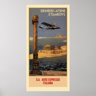 Poster Annonce plate vintage italienne Brindisi Istanbul