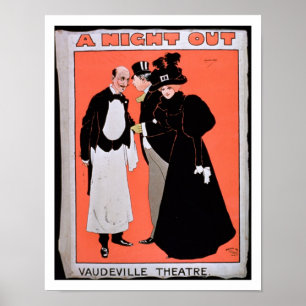 Poster Annonce pour "Une nuit dehors", au Vaudeville