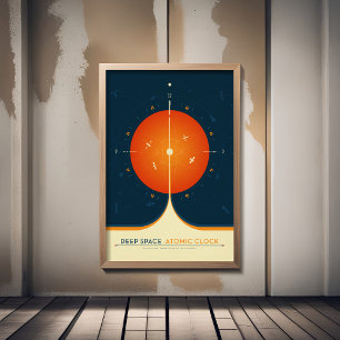 Poster Annonce Sci-Fi, Horloge Atomique Orange, Espace Pr