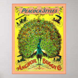 Poster Annonce vintage Cie. de ~ de styles de paon de ~