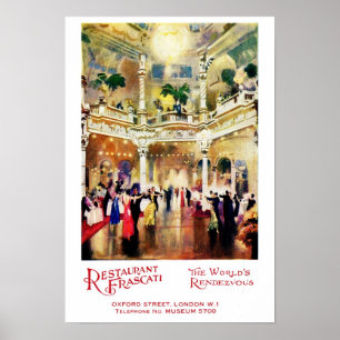 Poster Annonce vintage d'âge jazz Restaurant Frascati