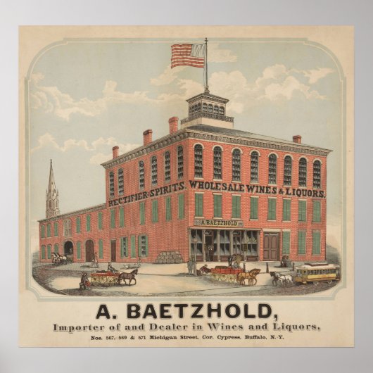 Poster Annonce Vintage D'Août Baetzhold, Vins & Liqueurs (Devant)