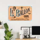 Poster Annonce vintage de ballon à air chaud français (Bureau à domicile)