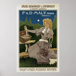 Poster Annonce vintage de bijoux et d'argenterie de Praha