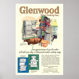 Poster Annonce vintage de fourneau de Glenwood à partir
