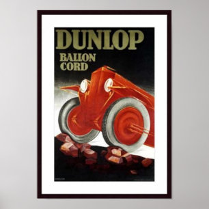 Poster Annonce Vintage de pièces d'automobile Dunlop Bal