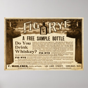 Poster Annonce vintage de whiskey de Rye de figue à