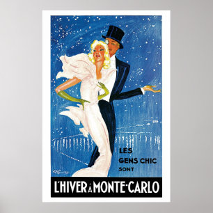 Poster Annonce vintage Monte Carlo Winter Travel