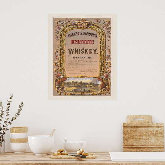 Poster Annonce Vintage Pour Whiskey Hygiénique Gilbert &  (Cuisine)