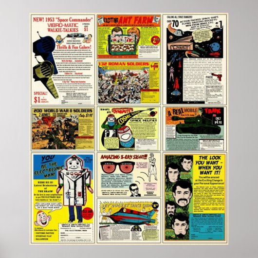 Poster Annonces comiques vintages (Devant)