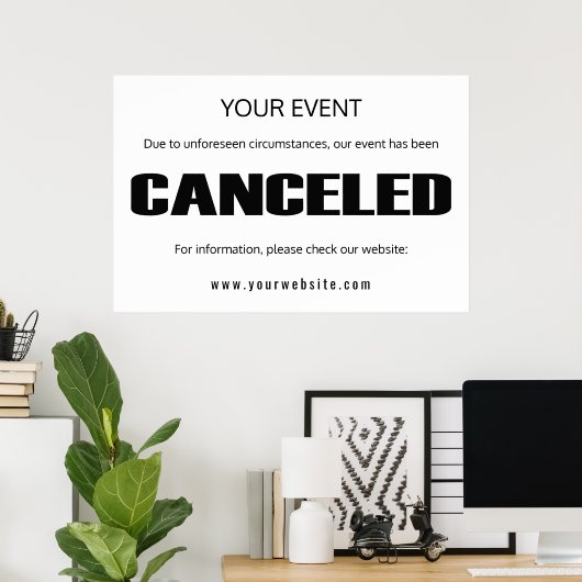Poster Annulation d'événement faire-part simple grand sig (Bureau à domicile)