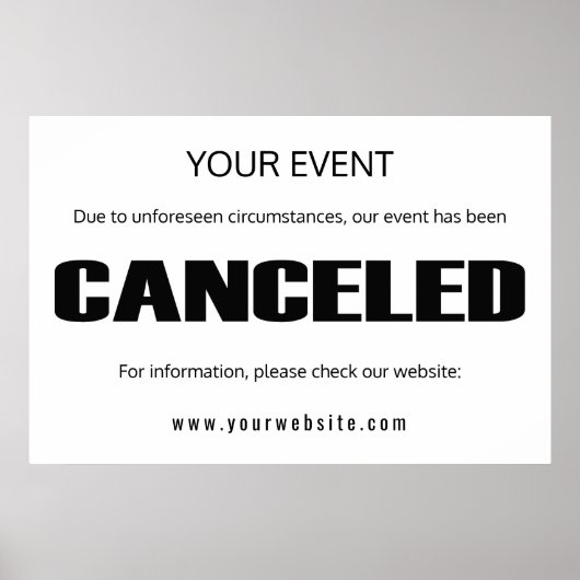 Poster Annulation d'événement faire-part simple grand sig (Devant)