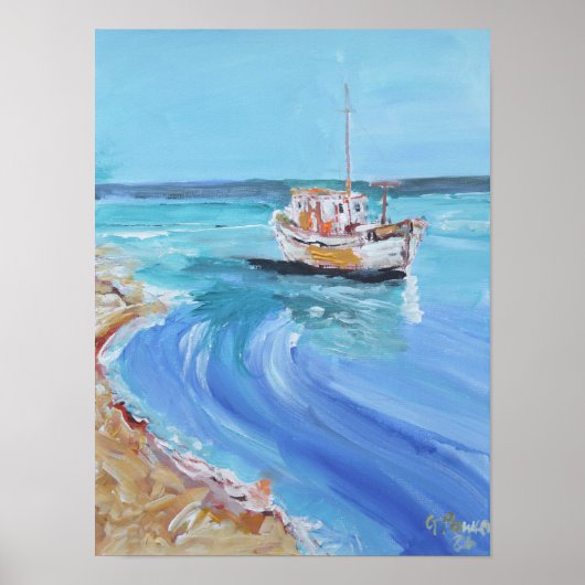Poster Anse Charmée pour Bateau de Pêche (Devant)