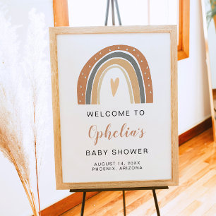 Poster ANSLEY   Baby shower arc-en-ciel bohème orange brû