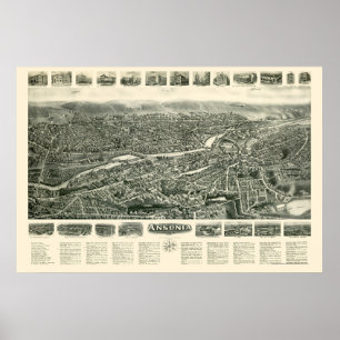 Poster Ansonia, carte panoramique de CT - 1921