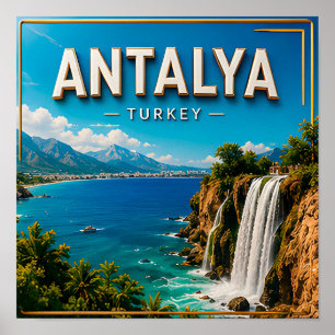 Poster Antalya Turquie Côte Méditerranéenne Voyage Histor