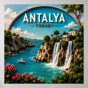 Poster Antalya Turquie Riviera turque Méditerranée Voyage