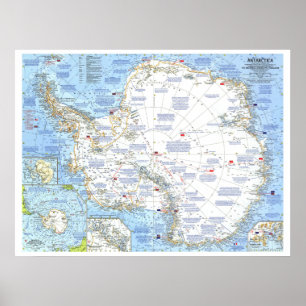 Poster " Antarctique : 1963 Carte détaillée ...