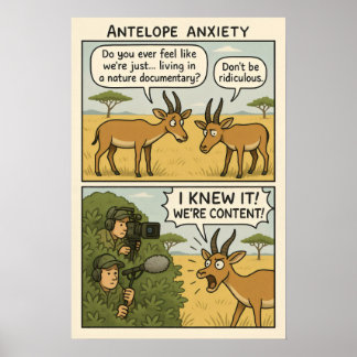 Poster Antelope Anxiety Comic - Nature Documentaire Humou