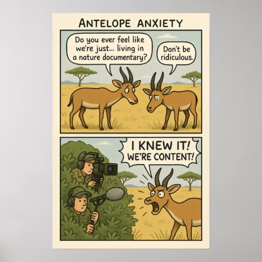 Poster Antelope Anxiety Comic - Nature Documentaire Humou (Devant)