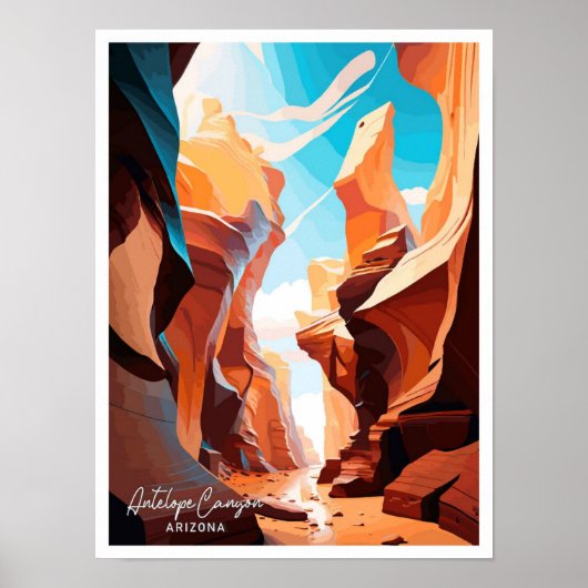Poster Antelope Canyon Arizona Illustration de voyage (Devant)