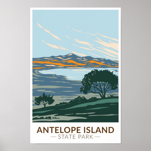 Poster Antelope Island State Park Utah Vintage (Devant)