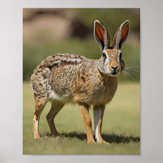 Poster Antelope Jackrabbit debout sur l'herbe (Devant)