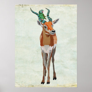 Poster Antelope & Parrot Art