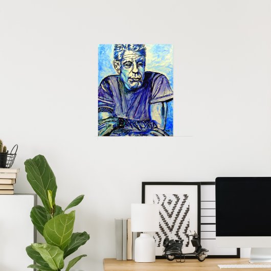 Poster Anthony Bourdain Bleu (Bureau à domicile)