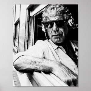 Poster Anthony Bourdain with headphones 1