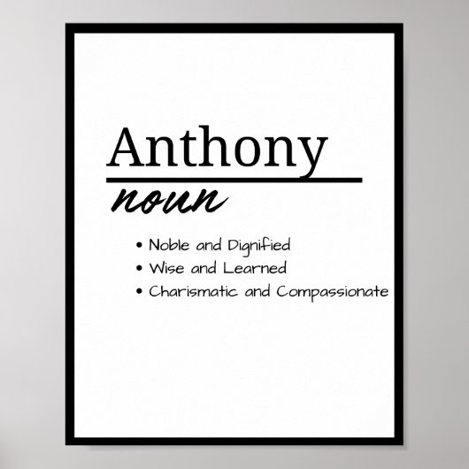 Poster Anthony, Nom de personne personnalisé Définition (Devant)