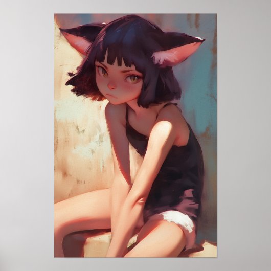 Poster Anthro Chat relaxant (Devant)