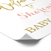 Poster Anthurium Baby shower Fille signe de bienvenue (Coin)