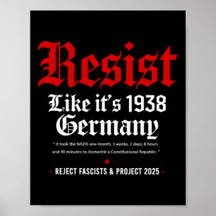 Poster Anti-Trump Résister c'est comme 1938 militant alle