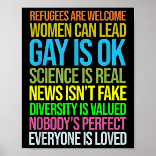 Poster Anti Trump Science Refugees Love Women Rights
